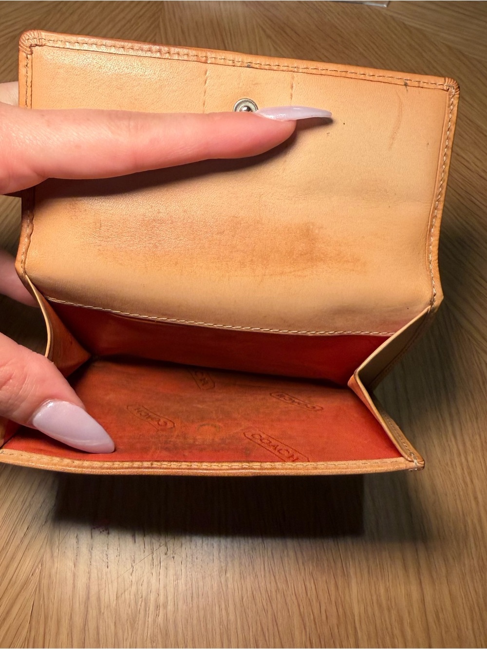 Coach Vachetta Leather Signature Canvas Trifold Wallet - Picture 10 of 16